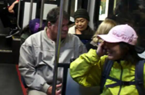 passengers sitting on train