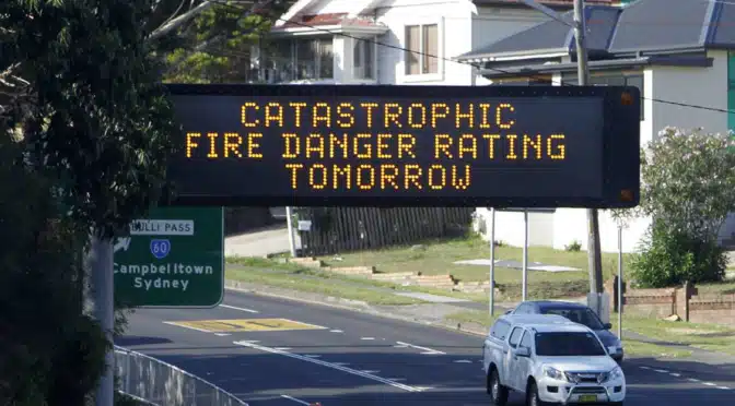 Fire danger road sign controlled from a Telestar mobility equipped control centre