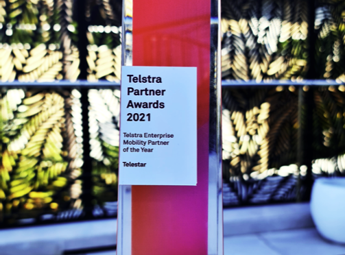 Telstra Partner Awards 2021 sign